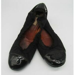 LANVIN black cap toe ballet flats sz 8